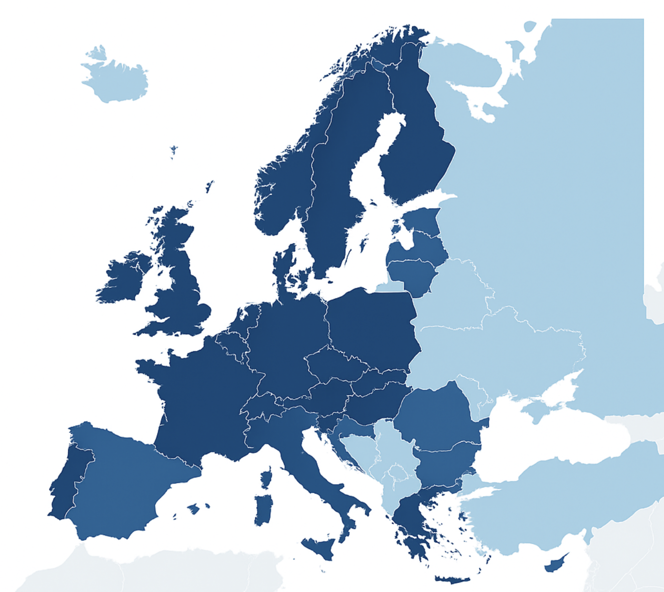 Map of Europe showing incidents