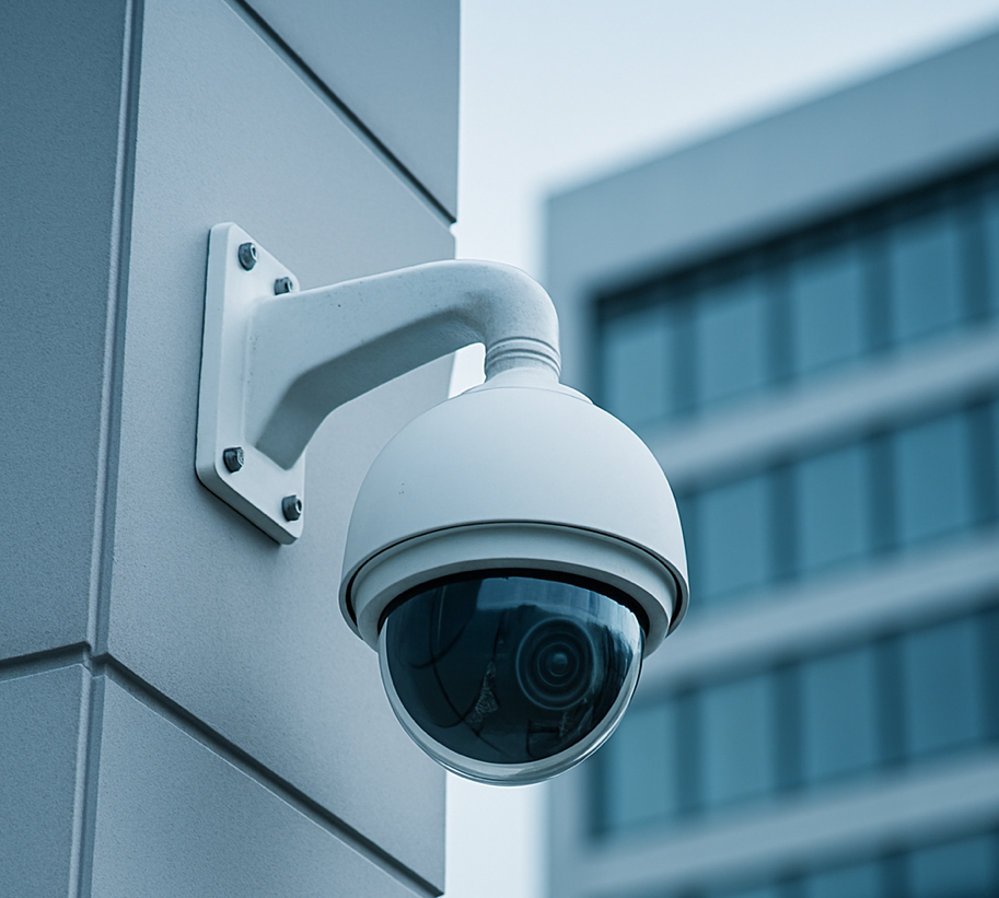 Security camera on building